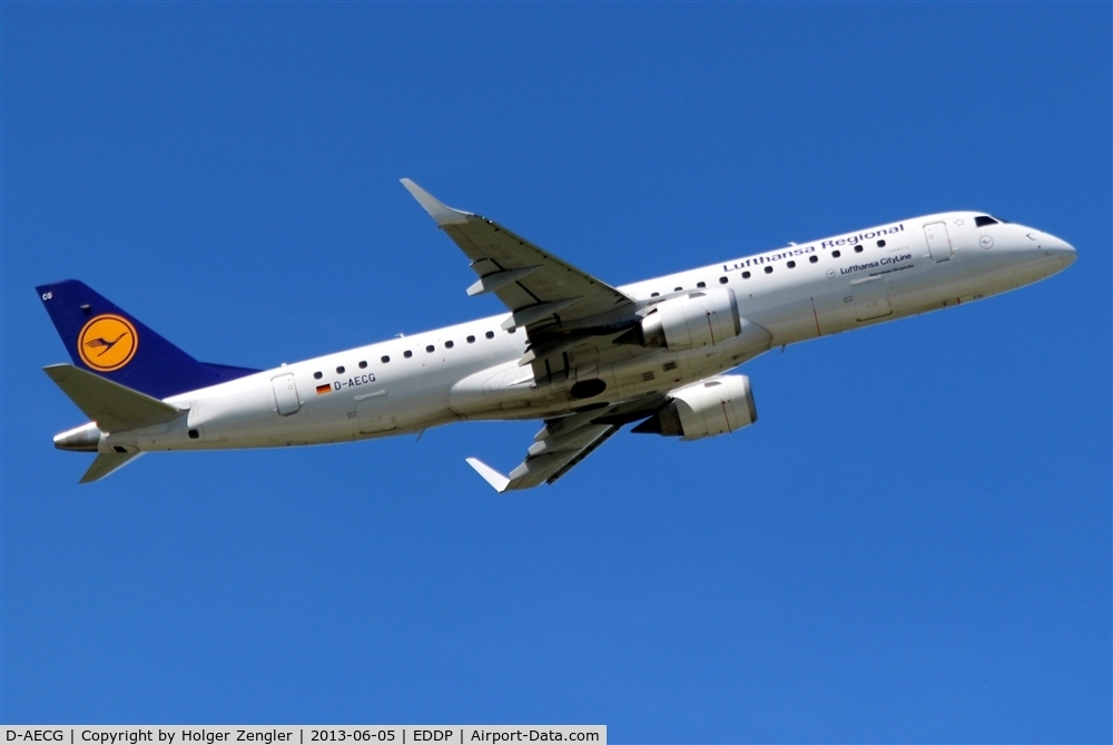 D-AECG, 2010 Embraer 190LR (ERJ-190-100LR) C/N 19000368, Climbing blue sky for return to FRA....