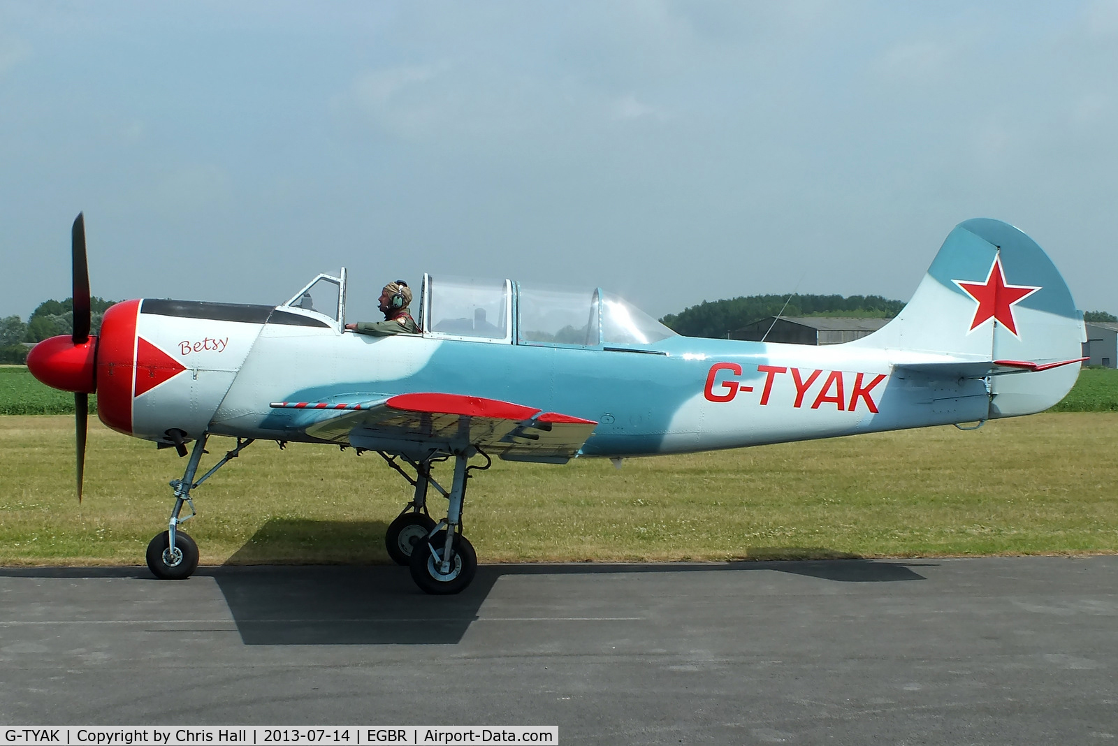 G-TYAK, 1989 Bacau Yak-52 C/N 899907, at the Real Aeroplane Club's Wings & Wheels fly-in, Breighton