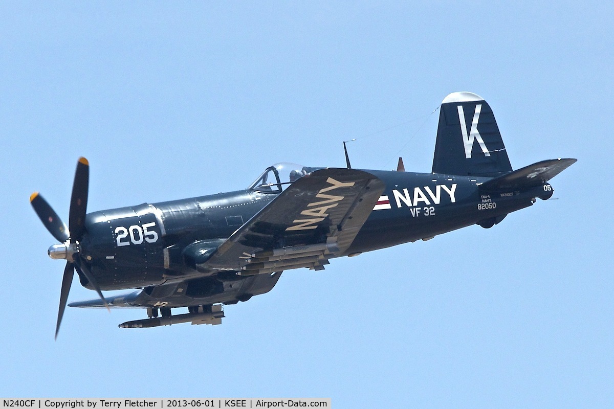 N240CF, 1945 Vought F4U-4 Corsair C/N 9513, At 2013 Wings Over Gillespie Airshow in San Diego , California