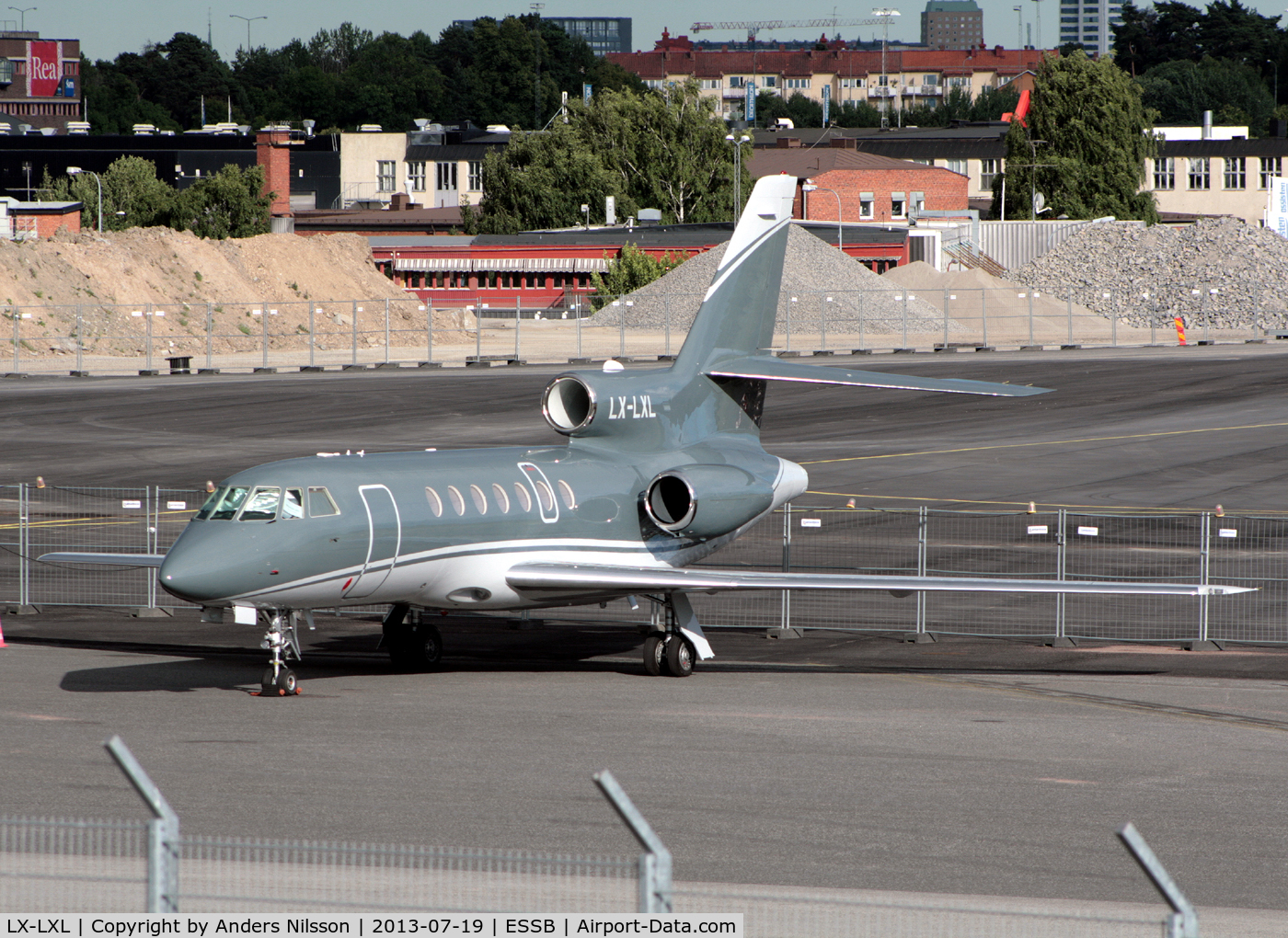 LX-LXL, 2001 Dassault Falcon 50EX C/N 315, Parked over night.