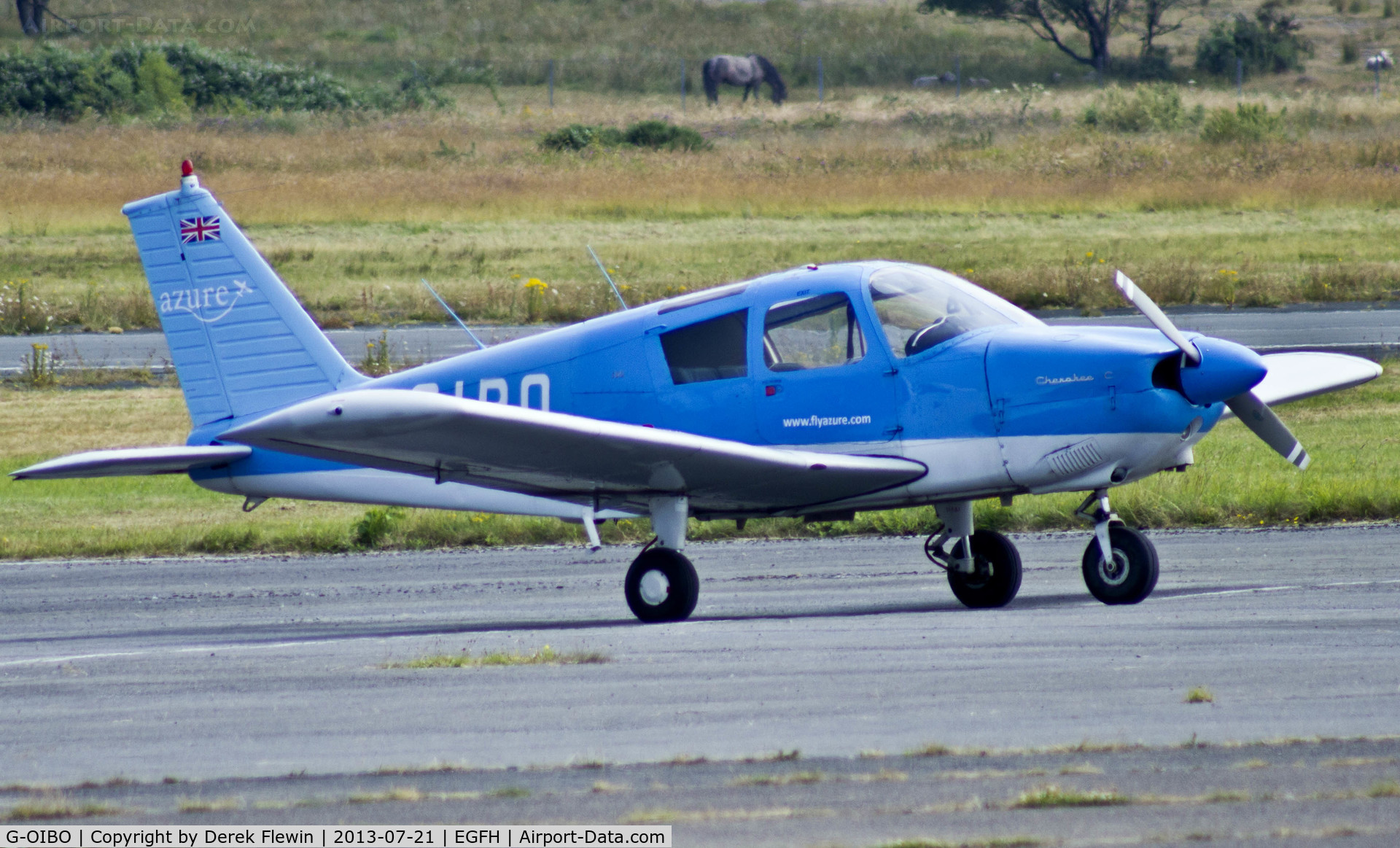 G-OIBO, 1966 Piper PA-28-180 Cherokee C/N 28-3794, Visiting Cherokee of the Azure Flying Club Cranfield Airport.