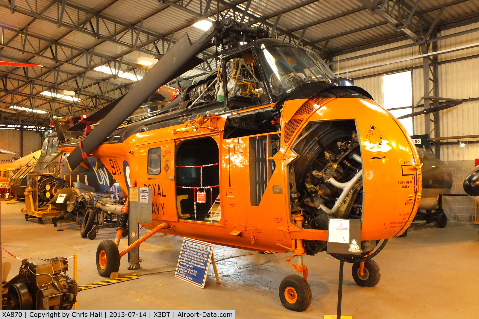 XA870, 1954 Westland Whirlwind HAR.1 C/N WA16, preserved at the South Yorkshire Aircraft Museum, AeroVenture, Doncaster