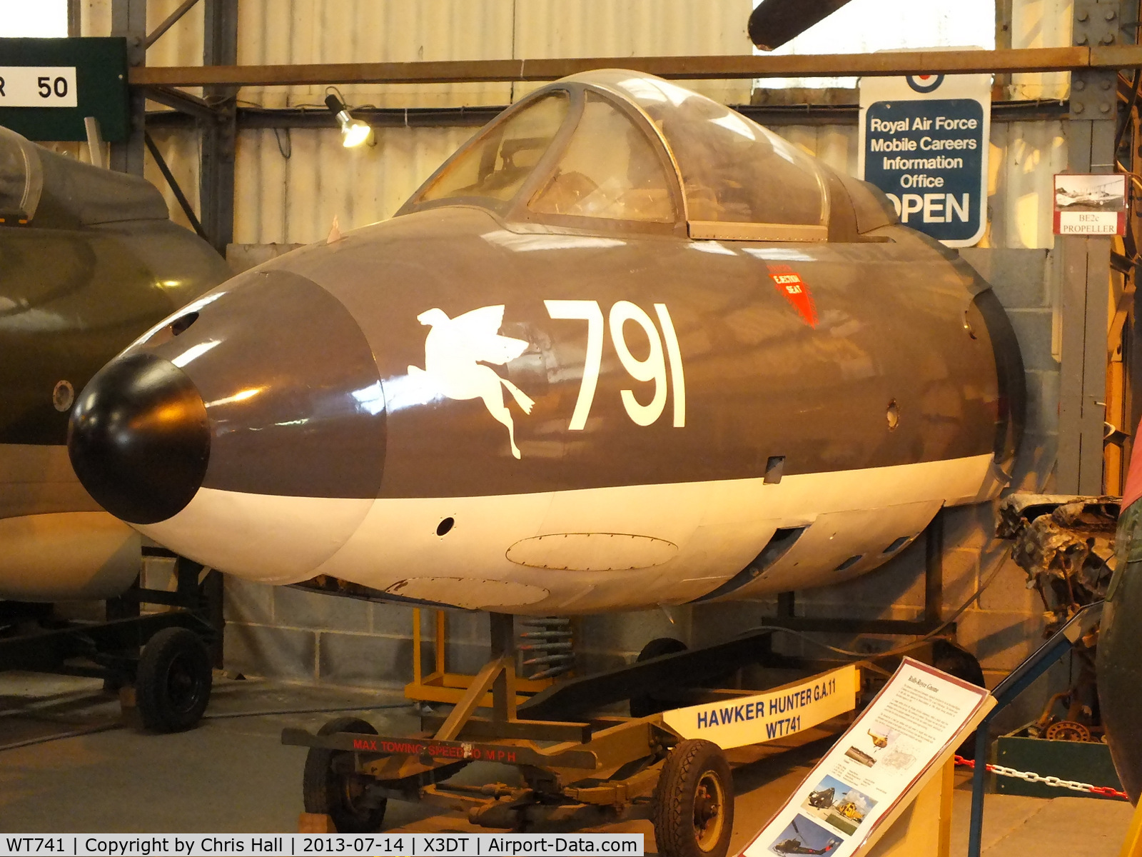 WT741, 1955 Hawker Hunter GA11 C/N 41H-670698, preserved at the South Yorkshire Aircraft Museum, AeroVenture, Doncaster
