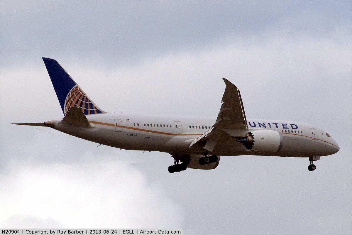 N20904, 2012 Boeing 787-8 Dreamliner C/N 34824, Boeing 787-8 Dreamliner [34824] United Airlines) Home~G 24/06/2013. On approach 27L