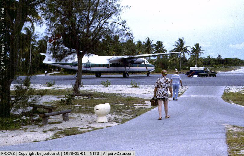 F-OCVZ, 1962 Fairchild F-27A C/N 91, Air Polynesie's Fairchild F27A turbo-prop aircraft on apron at Bora Bora airport in French Polynesia.