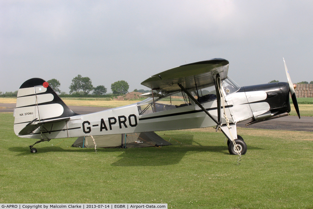 G-APRO, 1952 Auster 6A Tugmaster C/N WJ370, Auster 6A Tugmaster at The Real Aeroplane Company's Wings & Wheels Fly-In, Breighton Airfield, July 2013.