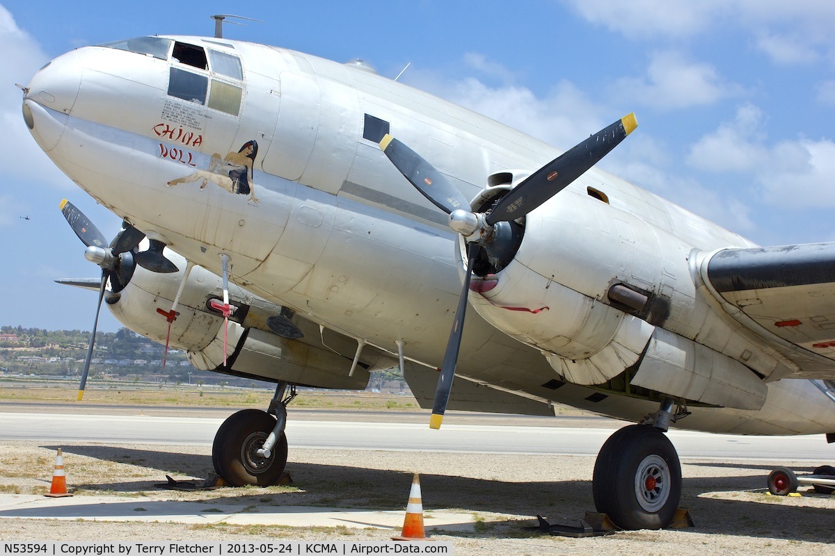 N53594, 1944 Curtiss C-46F Commando C/N 22486, Opportunity for close-up photos of a Curtiss C-46F Commando at Commemorative Air Force Museum at Camarillo , Southern California