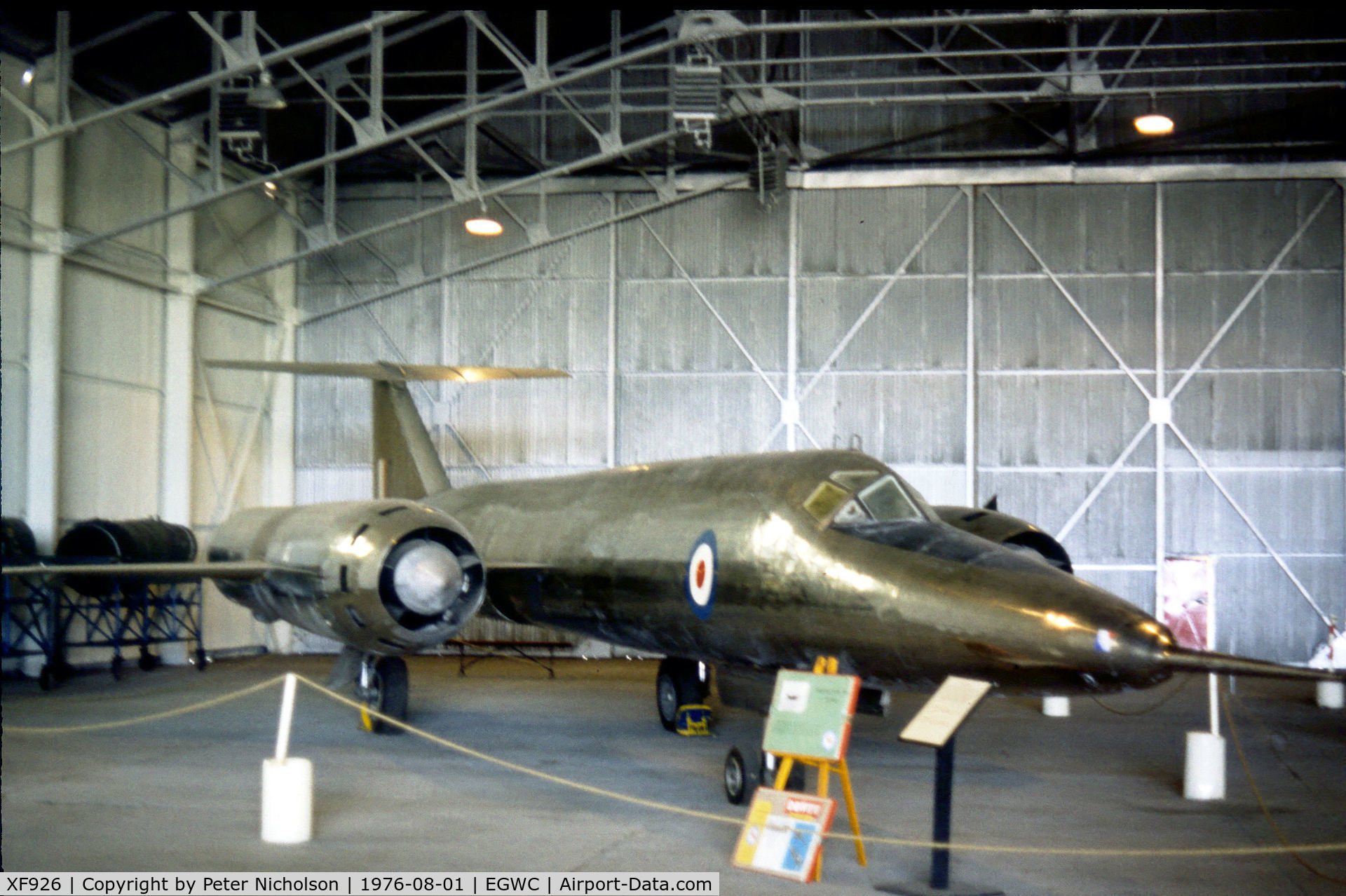 XF926, 1963 Bristol 188 C/N 13519, Bristol 188 as seen at the Cosford Aerospace Museum in August 1976.