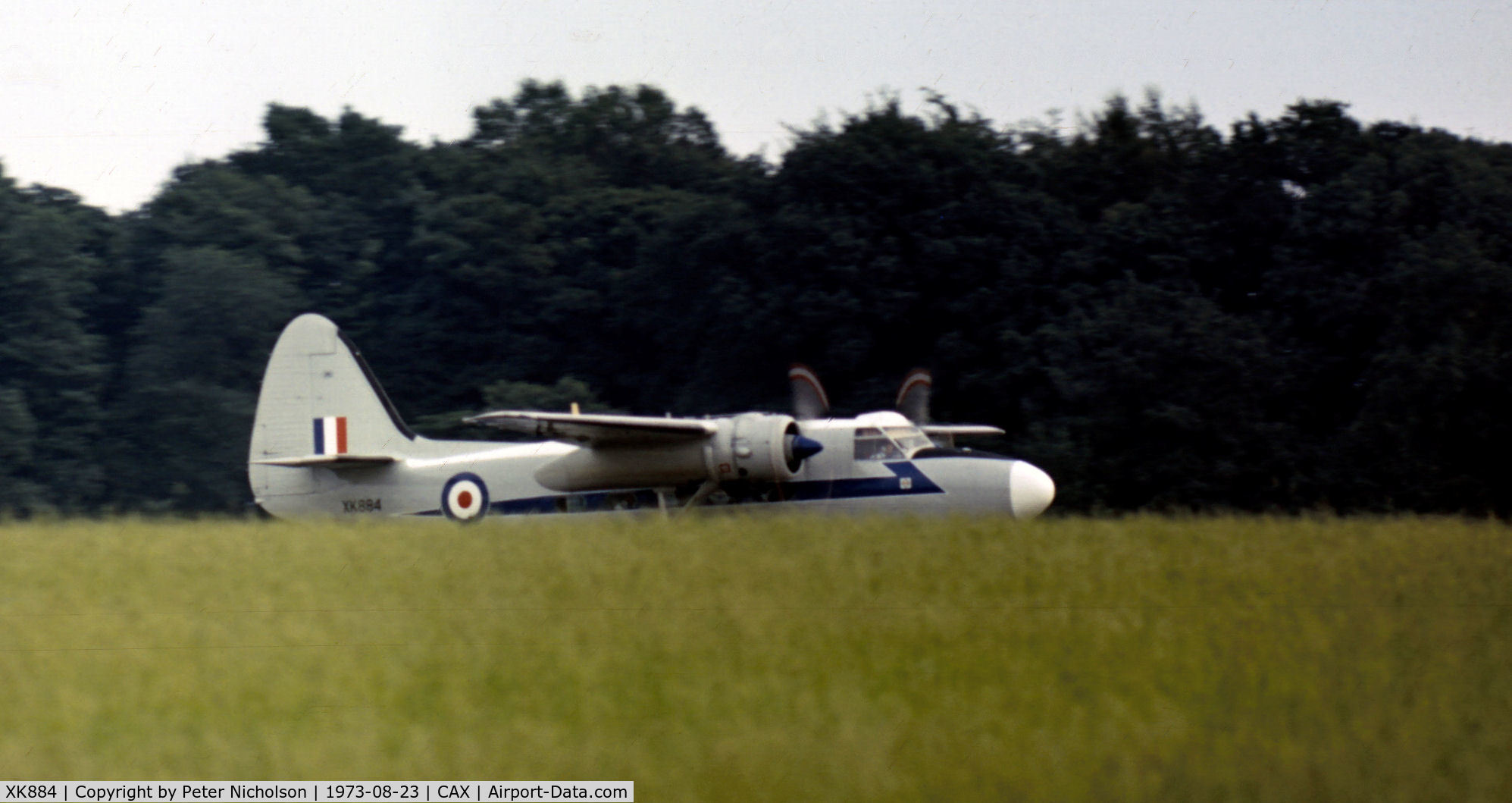 XK884, 1956 Hunting Percival P-66 Pembroke C1 C/N PAC/66/82, Pembroke C.1 of 60 Squadron as seen at Carlisle in the Summer of 1973.