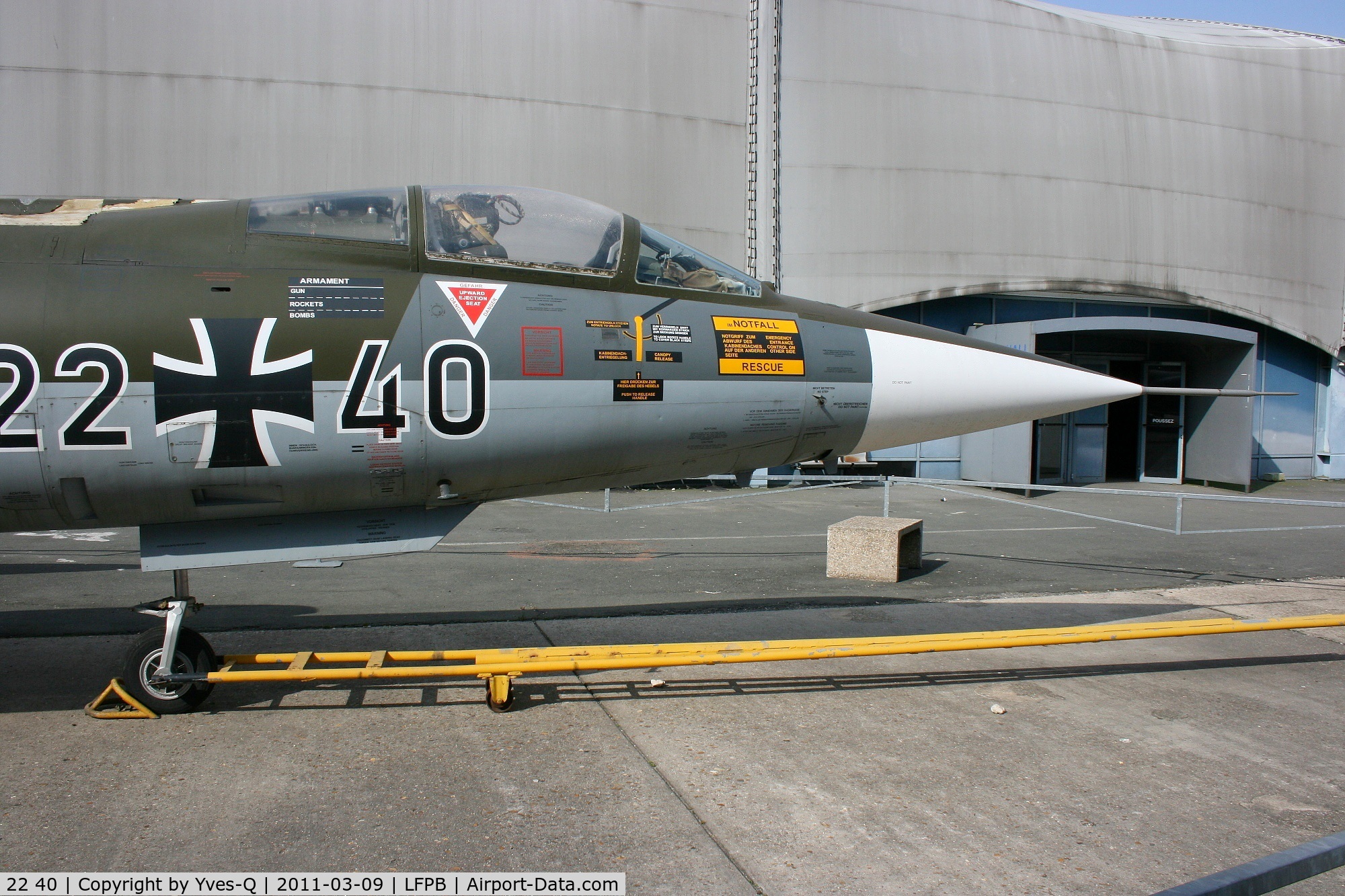 22 40, Lockheed F-104G Starfighter C/N 683-7118, Lockheed F-104G Starfighter, Air & Space Museum Paris-Le Bourget (LFPB)