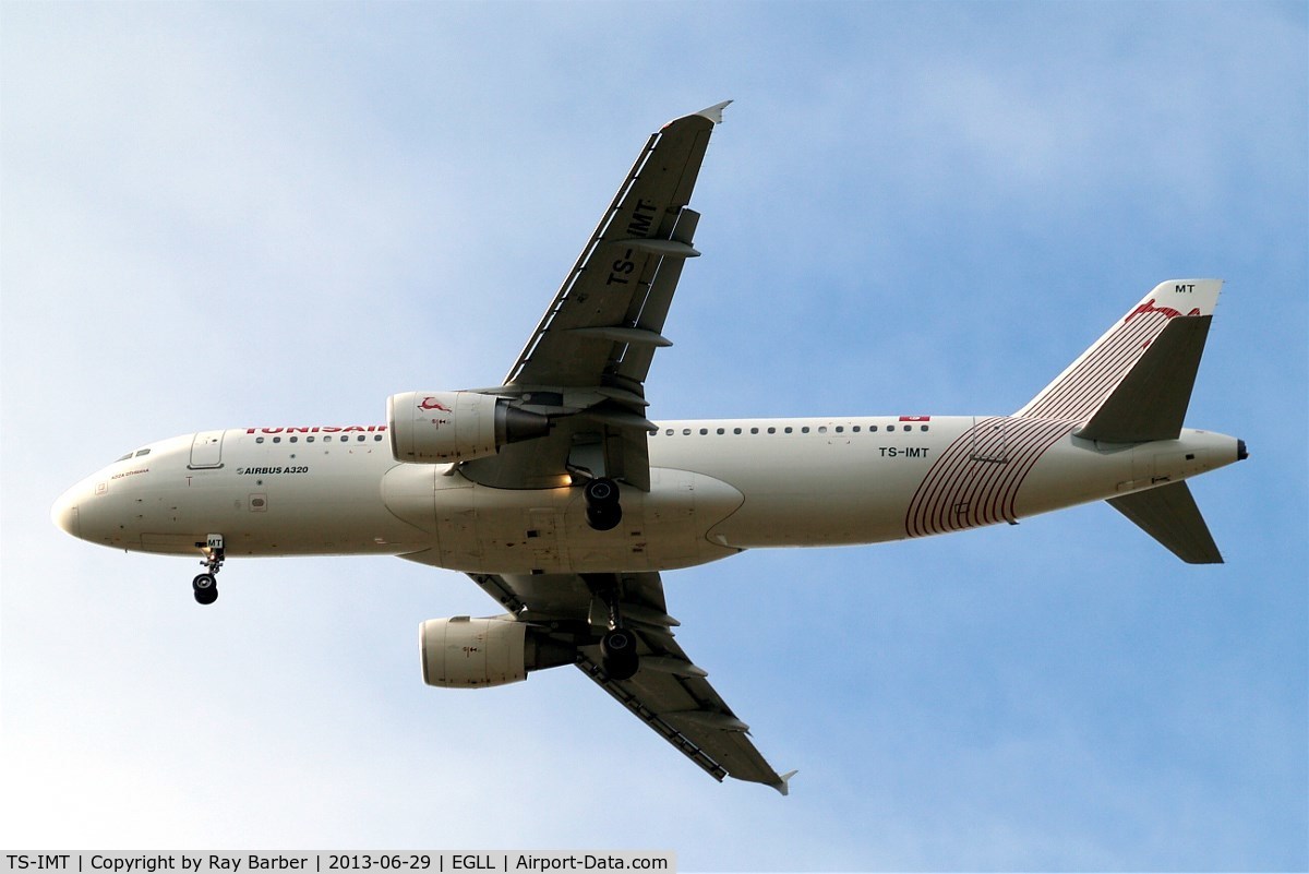 TS-IMT, 2012 Airbus A320-214 C/N 5204, Airbus A320-214 [5204] (Tunisair) Home~G 29/06/2013. On approach 27R.
