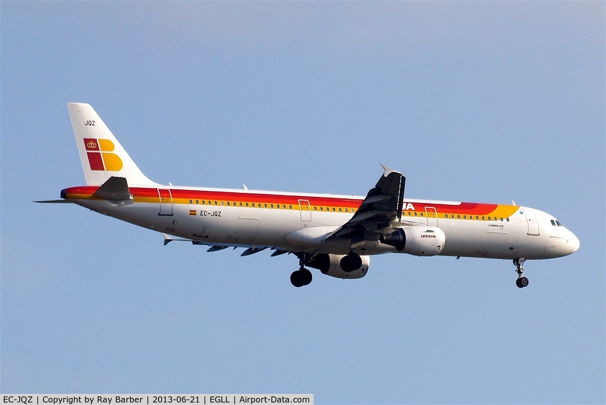 EC-JQZ, 2006 Airbus A321-211 C/N 2736, Airbus A321-211 [2736] (Iberia) Home~G 21/06/2013. On approach 27L.