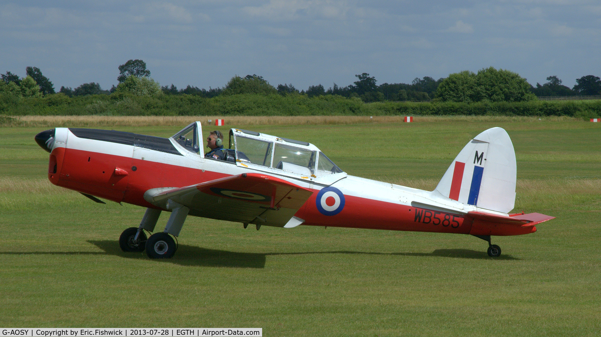 G-AOSY, 1950 De Havilland DHC-1 Chipmunk T.10 C/N C1/0037, 1. WB585 (member of The Red Sparrows) at The Shuttleworth Collection Wings & Wheels Flying Day, July 2013.