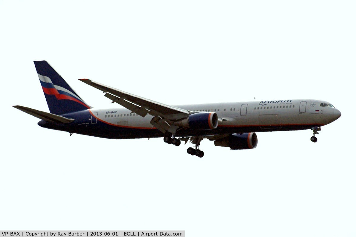 VP-BAX, 1999 Boeing 767-36N/ER/BDSF C/N 30109, Boeing 767-36NER [30109] (Aeroflot Russian Airlines) Home~G 01/06/2013. On approach 27L.