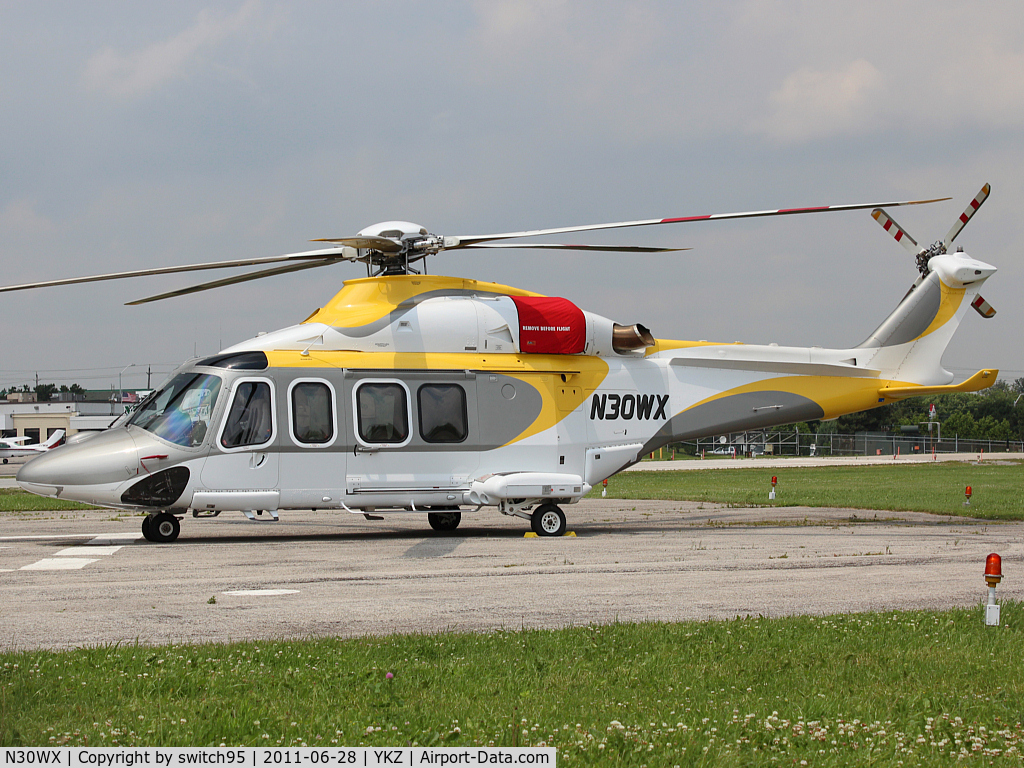 N30WX, AgustaWestland AW-139 C/N 41223, This 2009 AgustaWestland AW-139 sits at Buttonville Airport north of Toronto waiting for service.