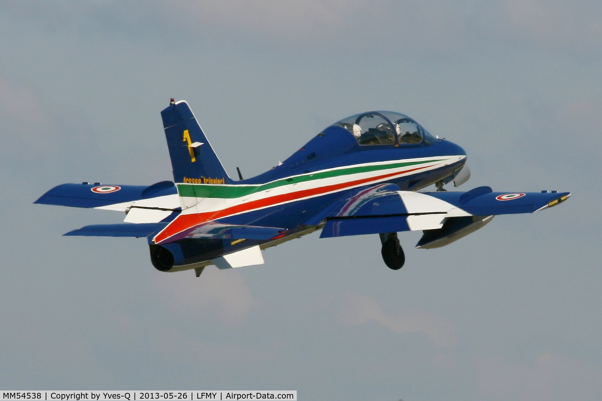 MM54538, Aermacchi MB-339PAN C/N 6759/154/AA070, Italian Air Force Aermacchi MB-339PAN, Number 1 in may 2013, Frecce Tricolori Aerobatic Team Leader, Salon De Provence Air Base 701 (LFMY) Open day 2013