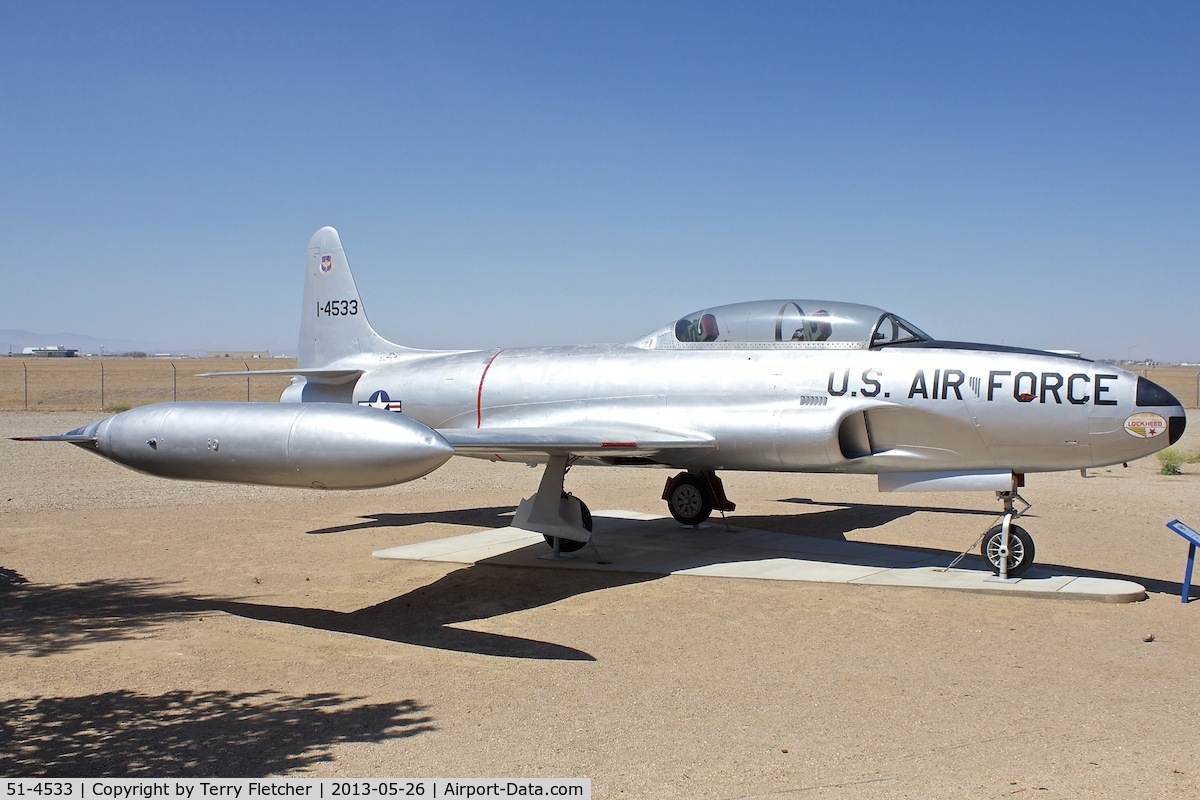 51-4533, 1951 Lockheed T-33A Shooting Star C/N 580-5828, Exhibited at the Joe Davies Heritage Airpark at Palmdale Plant 42, Palmdale, California