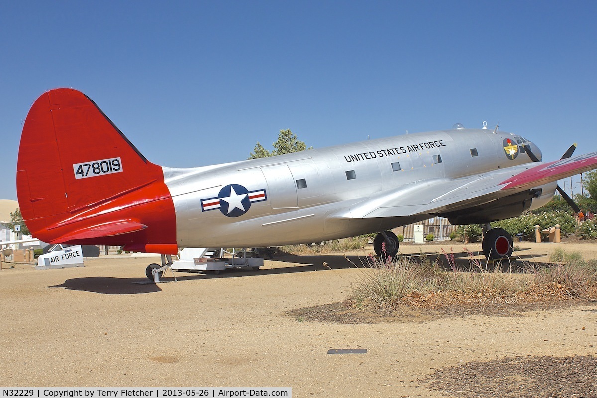 N32229, 1944 Curtiss C-46 D-15-CU C/N 33415, Exhibited at the Joe Davies Heritage Airpark at Palmdale Plant 42, Palmdale, California ex USAAF 44-78019