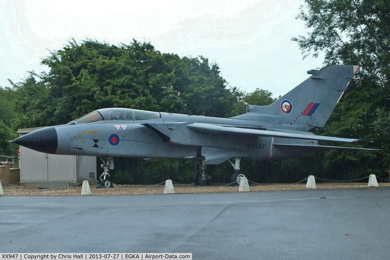 XX947, 1975 Panavia Tornado GR.1 C/N P.03, The third prototype Tornado, now a Gate Guard at the Transair HQ