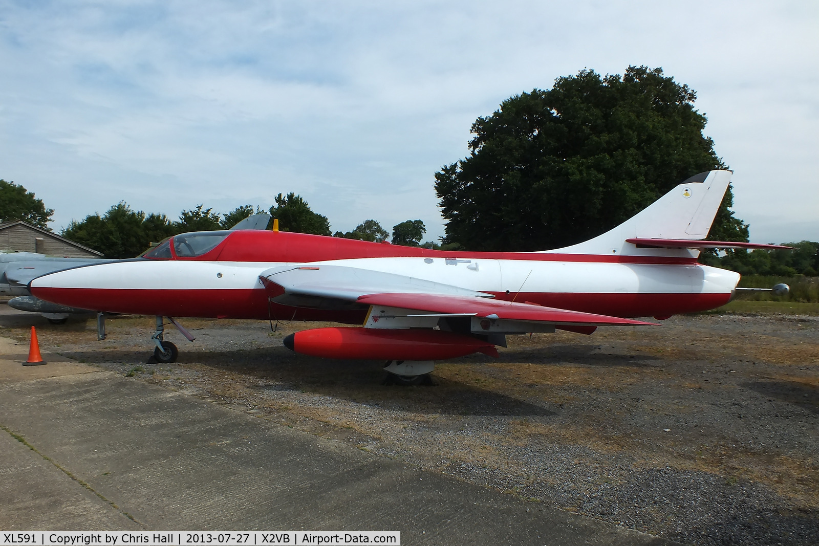 XL591, 1958 Hawker Hunter T.7 C/N 41H-693685, displayed at the Gatwick Aviation Museum