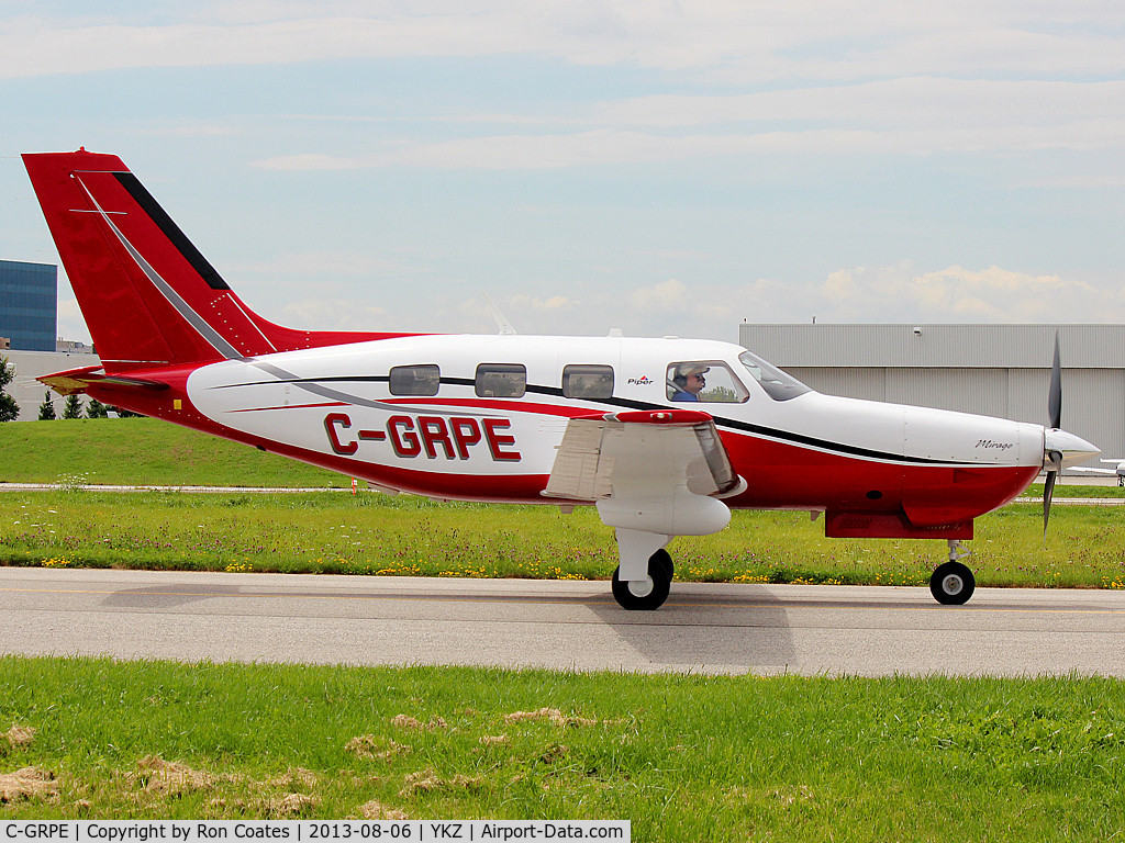 C-GRPE, 2012 Piper PA-46-350P Malibu Mirage C/N 4636564, 2012 Piper PA-46 heading to terminal after landing at Buttonville Airport (YKZ)