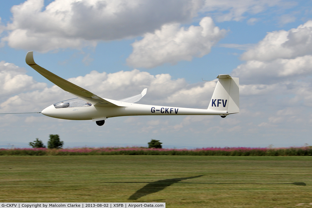 G-CKFV, 2003 DG Flugzeugbau LS-8T C/N 8476, DG Flugzeugbau LS-8T being launched for a cross country flight during The Northern Regional Gliding Competition, Sutton Bank, North Yorks, August 2nd 2013.