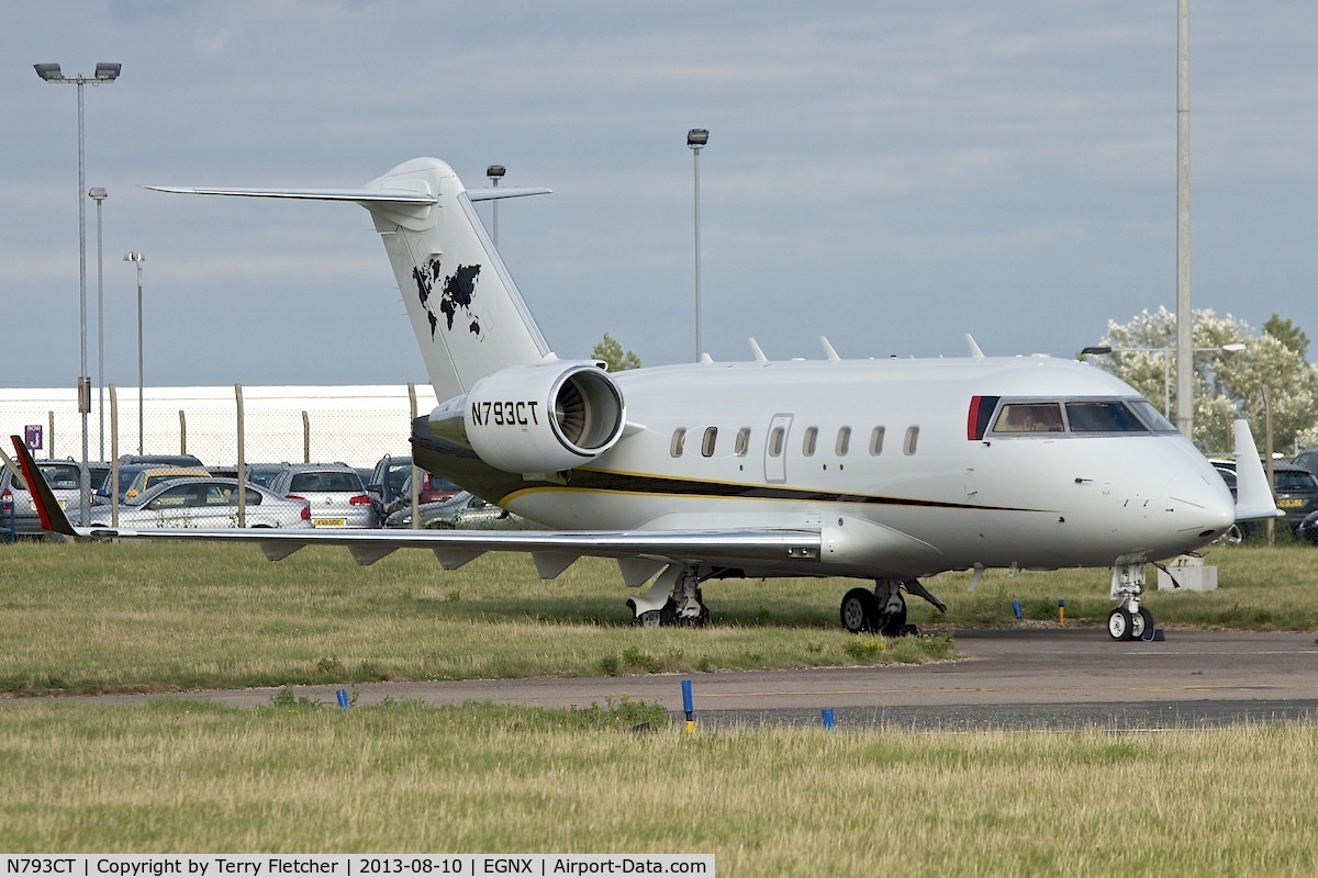 N793CT, 2006 Bombardier Challenger 604 C/N 5643, One of three aircraft belonging to Caterpillar Inc - parked at East Midlands in the UK