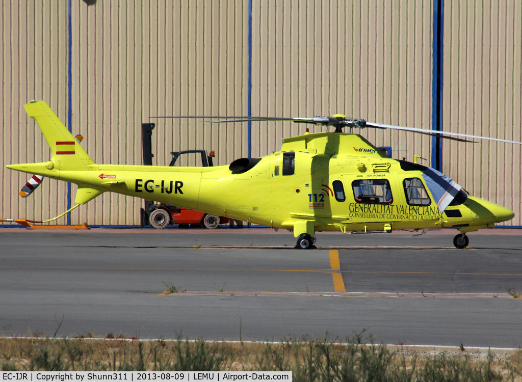 EC-IJR, 2002 Agusta A-109E Power C/N 11137, Parked in front of Inaer hangars @ LEMU Ramp...