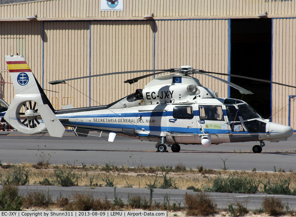 EC-JXY, 2006 Aérospatiale SA-365N-3 Dauphin 2 C/N 6719, Parked in front of Inaer hangars @LEMU Ramp...