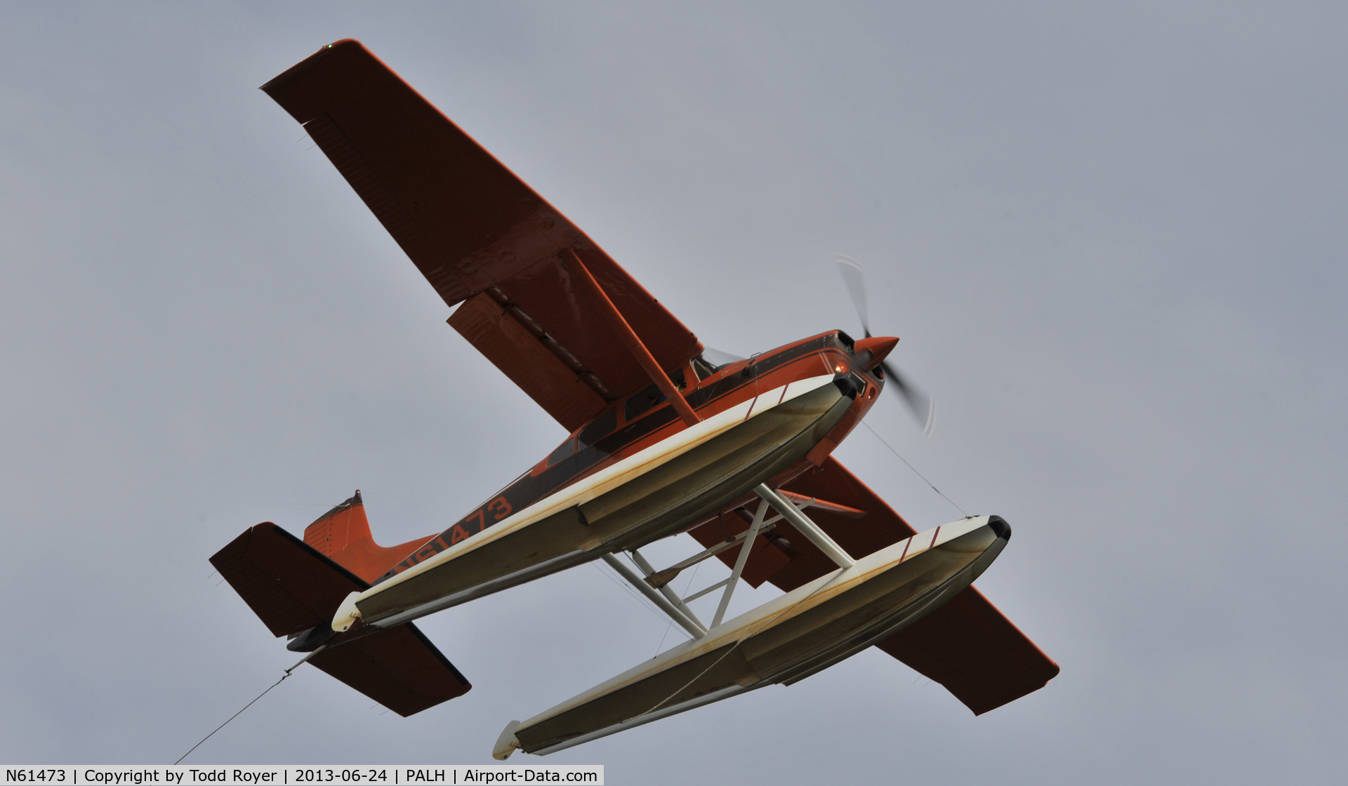 N61473, 1981 Cessna A185F Skywagon 185 C/N 18504204, Departing Lake Hood