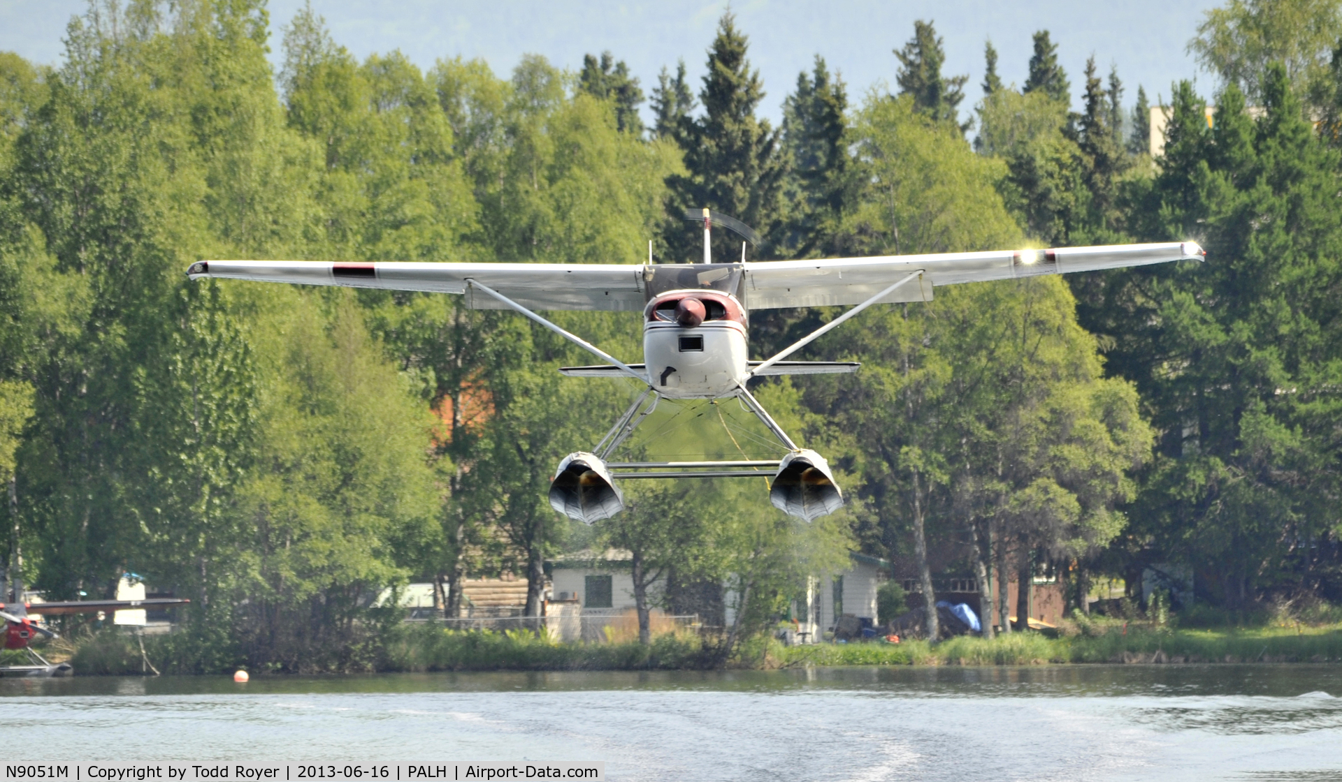 N9051M, 1970 Cessna 180H Skywagon C/N 18052151, Departing Lake Hood