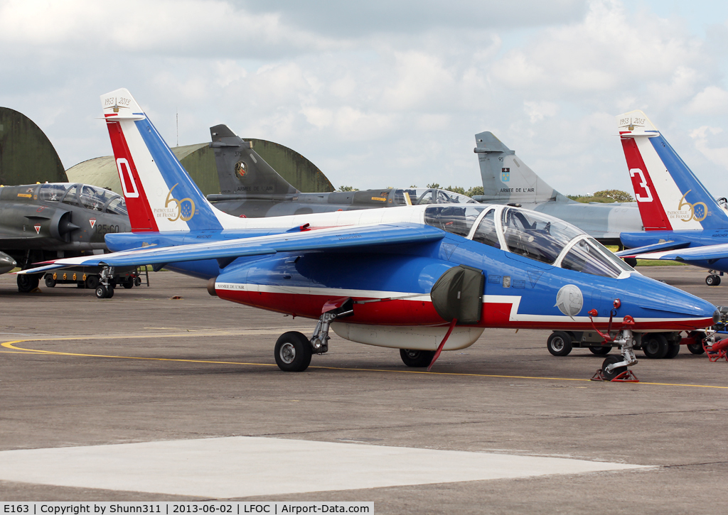 E163, Dassault-Dornier Alpha Jet E C/N E163, Parked during LFOC Open Day 2013 before PdF Airshow... Additional 60th anniversary patch...