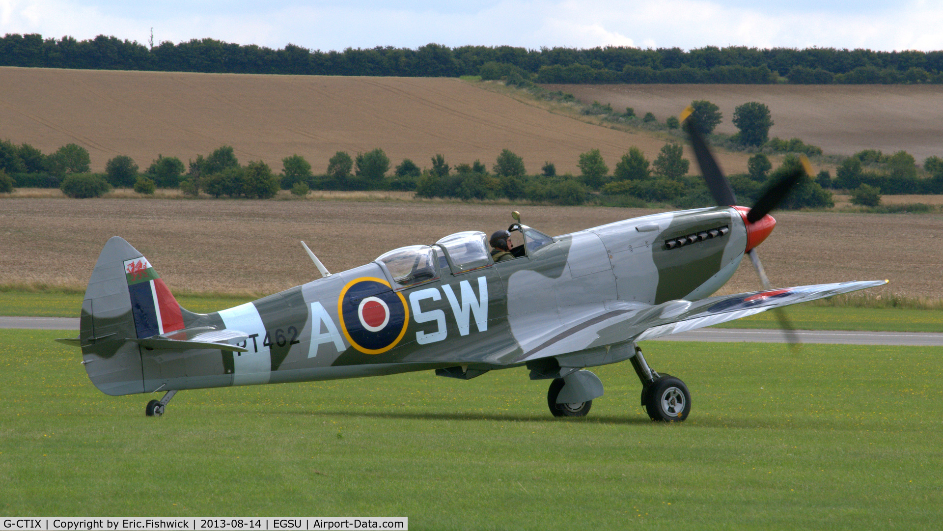 G-CTIX, 1944 Supermarine 509 Spitfire TR.IX (HF.IXe) C/N Not found G-CTIX, 2. Immaculate PT462 preparing to depart Duxford Airfield.