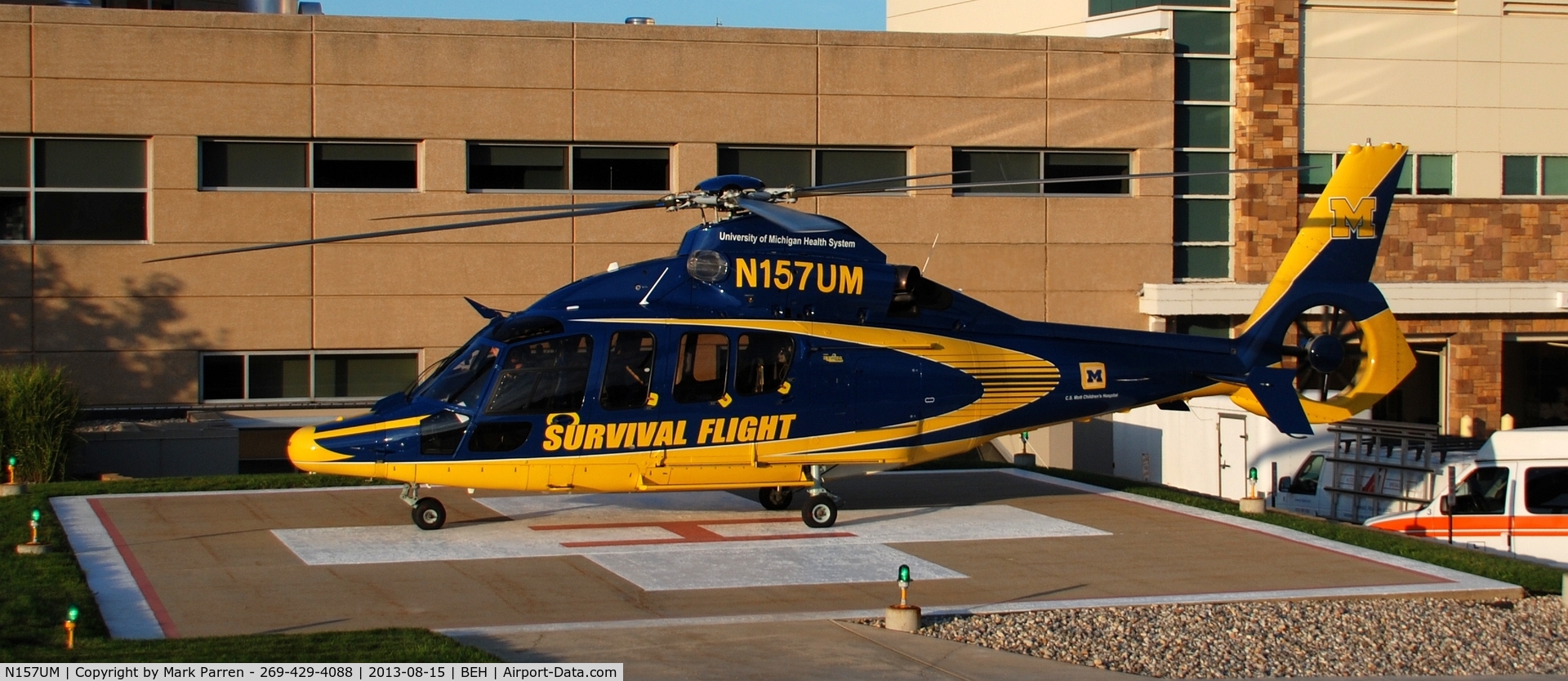 N157UM, 2011 Eurocopter EC-155B-1 C/N 6933, Leaving Lakeland Healthcare, Saint Joseph, MI