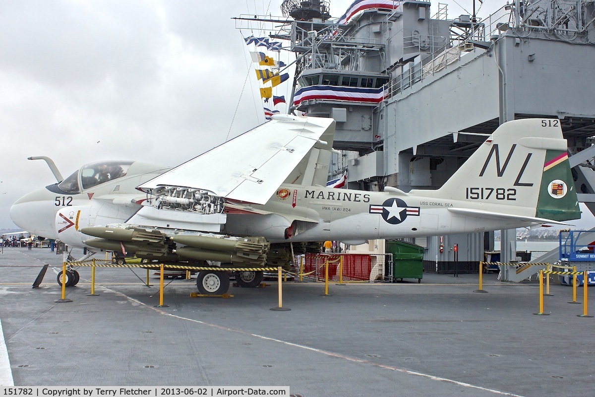 151782, Grumman A-6A Intruder C/N I-85, Displayed on the USS Midway on the Waterfront at San Diego , California