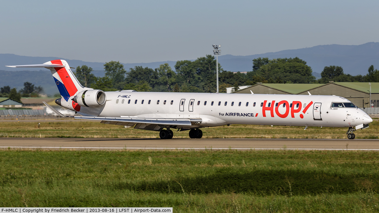 F-HMLC, 2010 Bombardier CRJ-1000EL NG (CL-600-2E25) C/N 19006, decelerating after touchdown