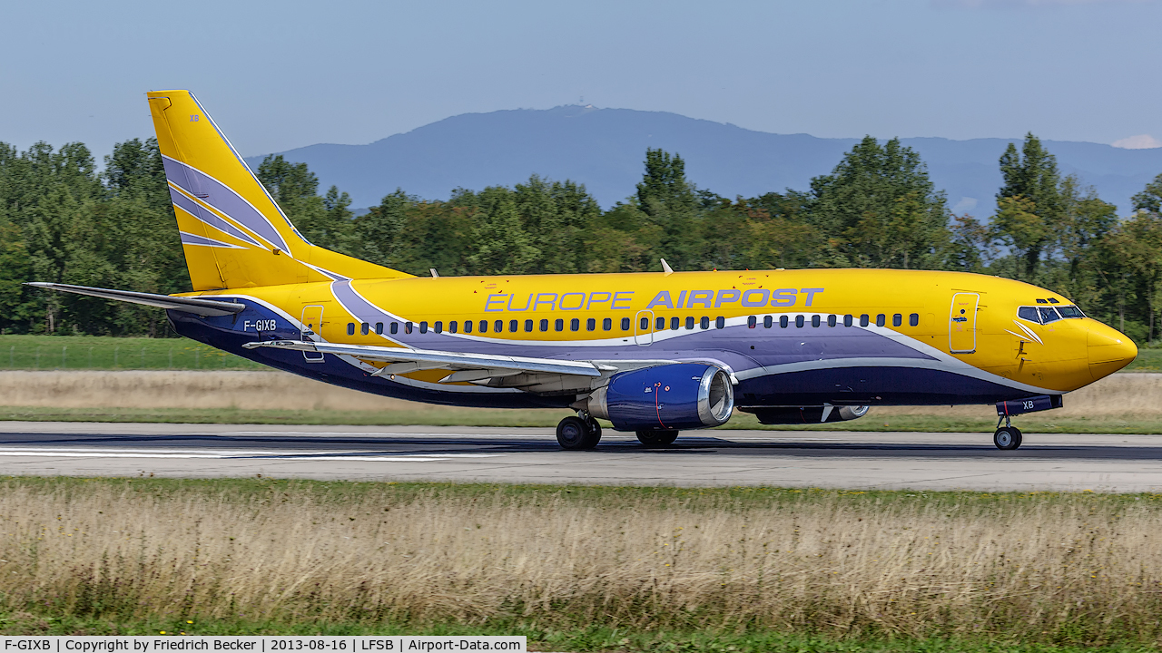 F-GIXB, 1990 Boeing 737-33A(QC) C/N 24789, departure from Basel