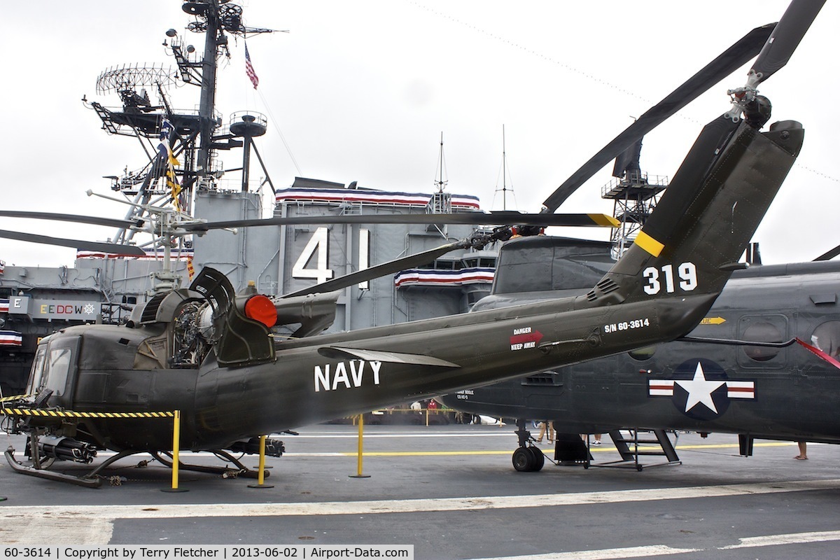 60-3614, 1960 Bell UH-1B Iroquois C/N 260, Displayed on the USS Midway on the waterfront at San Diego, California