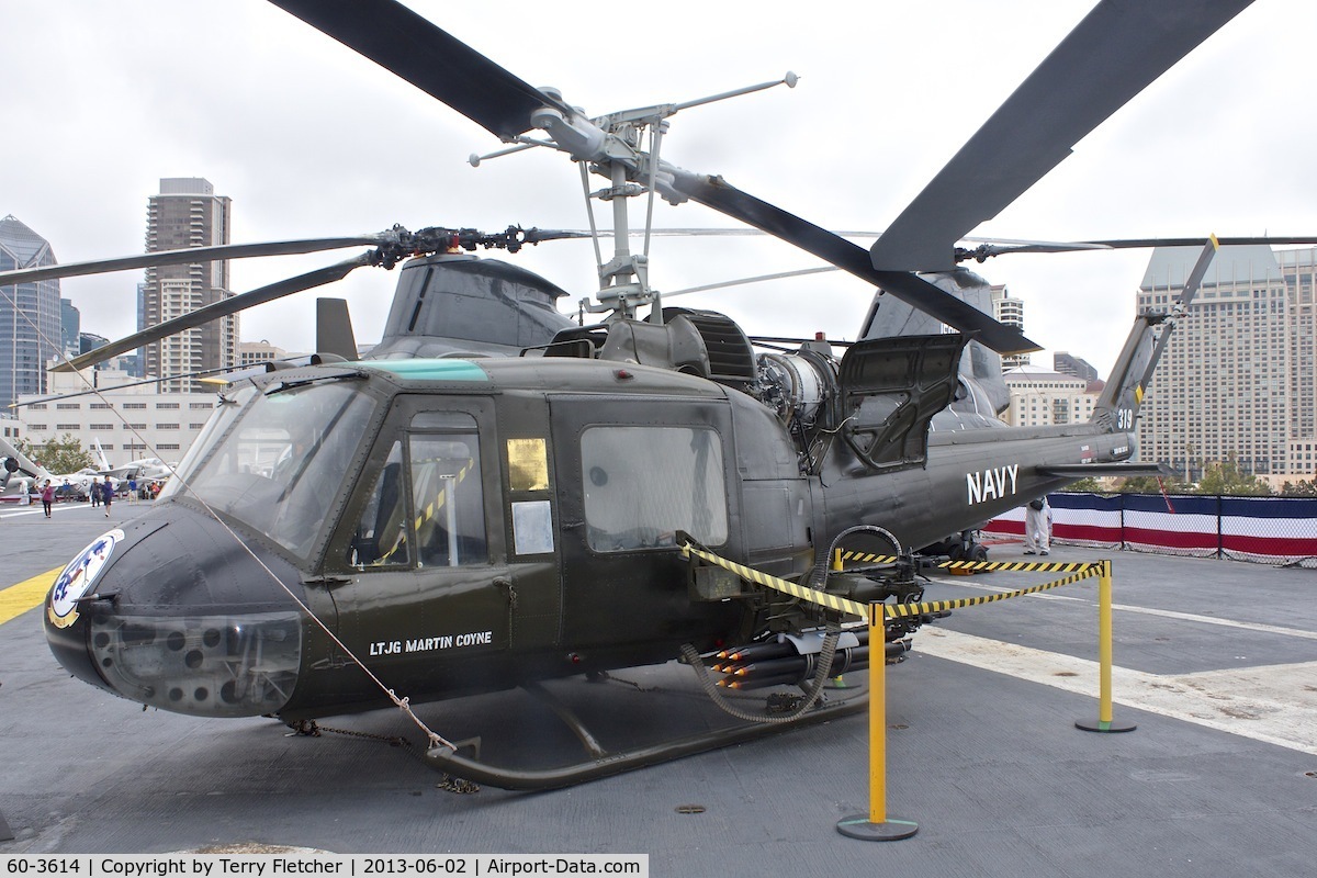 60-3614, 1960 Bell UH-1B Iroquois C/N 260, Displayed on the USS Midway on the Waterfront in San Diego , California.