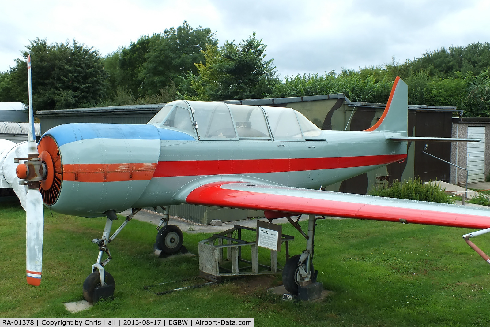 RA-01378, Yakovlev Yak-52 C/N 83 30 04, undergoing a repaint at the Wellesbourne Wartime Museum
