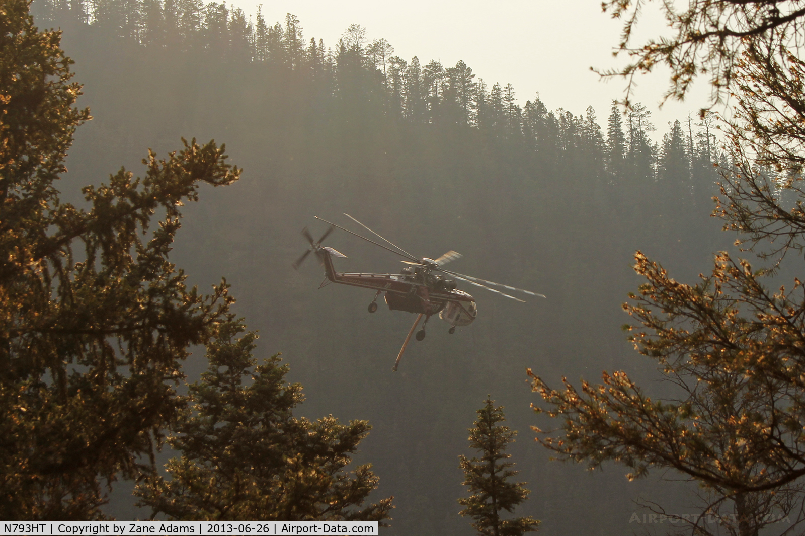 N793HT, Sikorsky S64 C/N 67-18427, Working the Jaroso Fire near Cowles, New Mexico