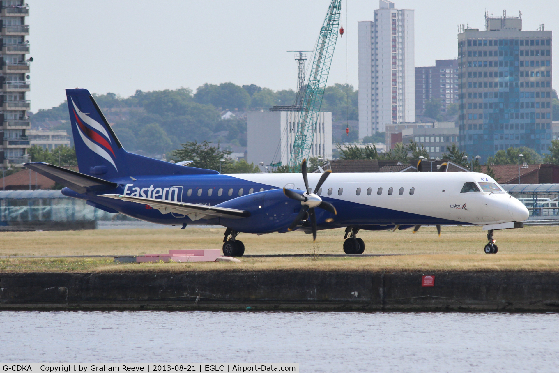 G-CDKA, 1993 Saab 2000 C/N 2000-006, Just landed at London City.