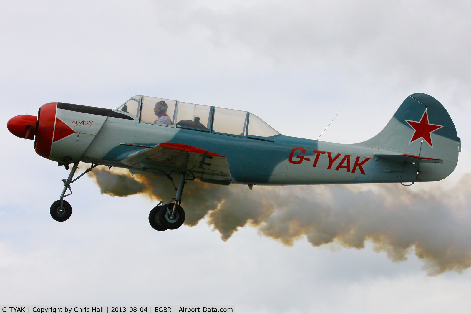 G-TYAK, 1989 Bacau Yak-52 C/N 899907, displaying at Breighton's Summer Fly-in