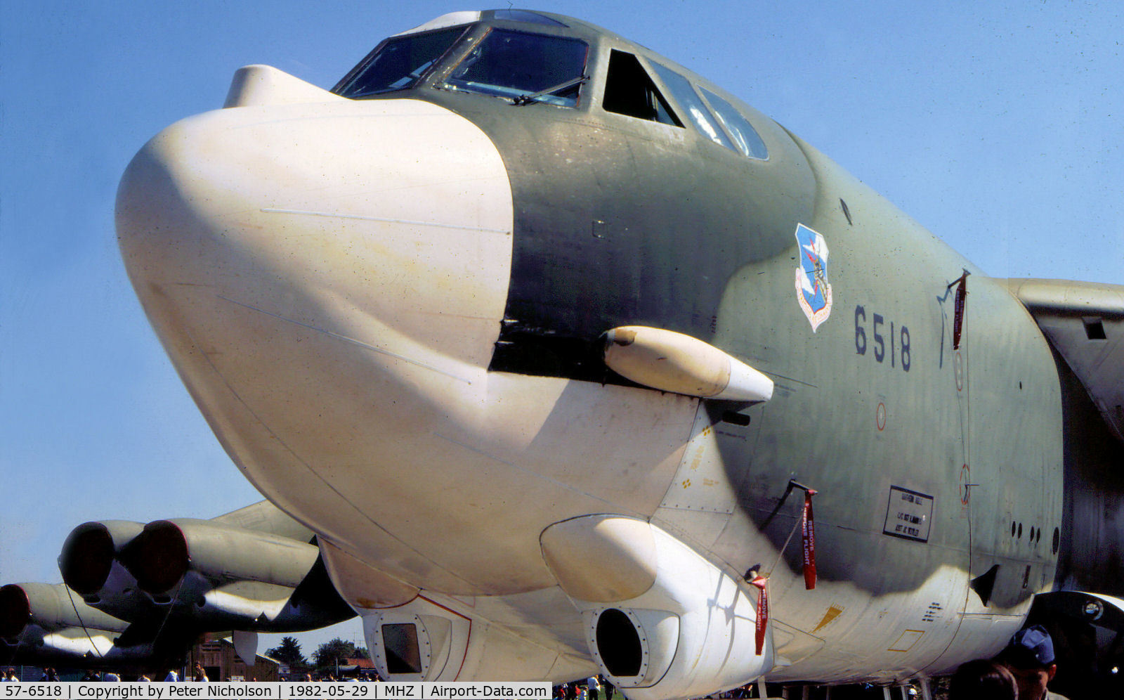 57-6518, 1957 Boeing B-52G Stratofortress C/N 464223, B-52G Stratofortress of 2nd Bomb Wing at Barksdale AFB on display at the 1982 RAF Mildenhall Air Fete.