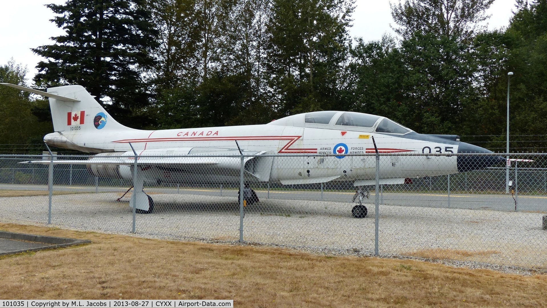 101035, 1957 McDonnell CF-101B Voodoo C/N 541, I last saw this CF-101B when it was flying at the 1980 Abbotsford Airshow (see next photo).  It has been on display at the Abbotsford Airport for several years.