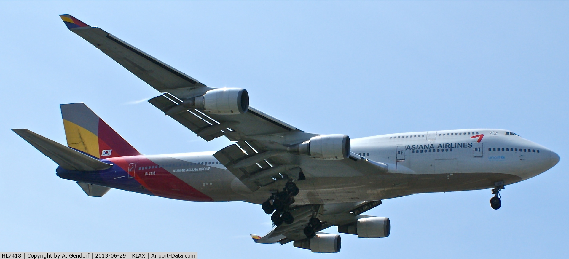 HL7418, 1994 Boeing 747-48E C/N 25780, Asiana Airlines, seen here on finals RWY 24R at Los Angeles Int´l(KLAX)