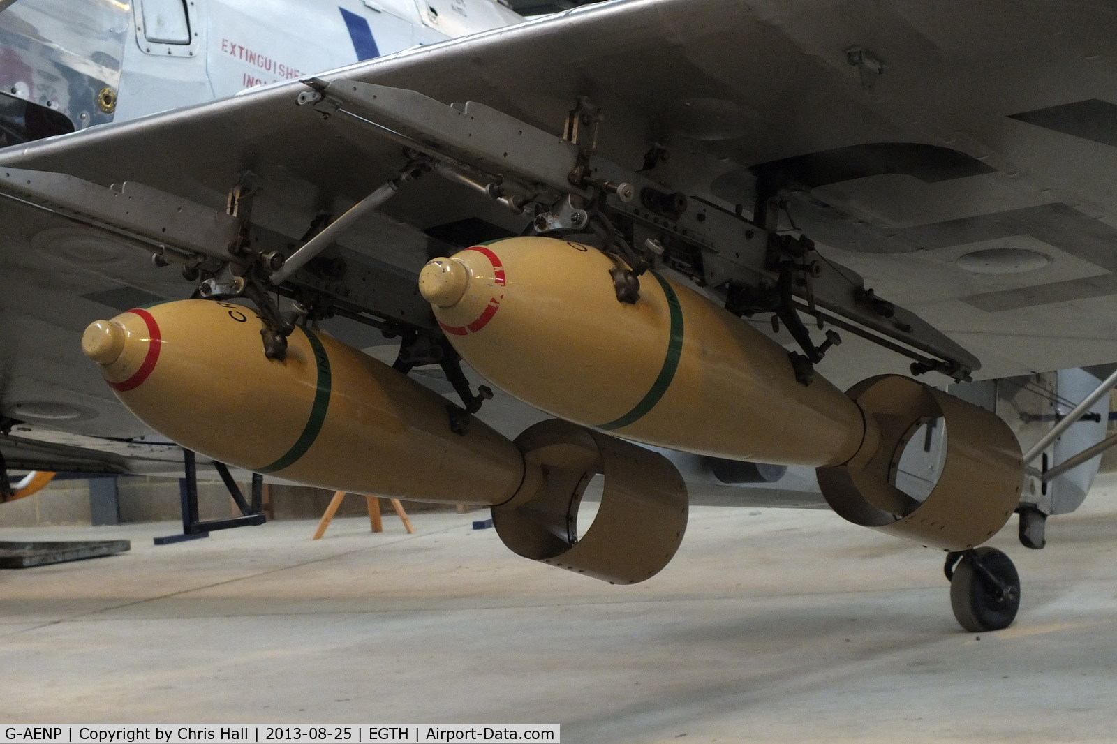 G-AENP, 1935 Hawker Hind C/N 41H/81902, wooden bombs hung on the Hawker Hind