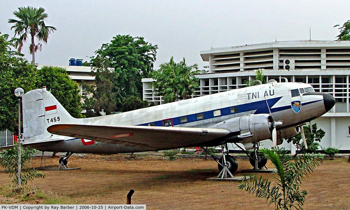 PK-VDM, 1943 Douglas DC-3 (C-47A-30-DL) C/N 9551, Douglas DC-3C-47A-30-DL [9551] Jakarta-Saryanto~PK 25/10/2006. Displayed outside the Ministry of Defence building.