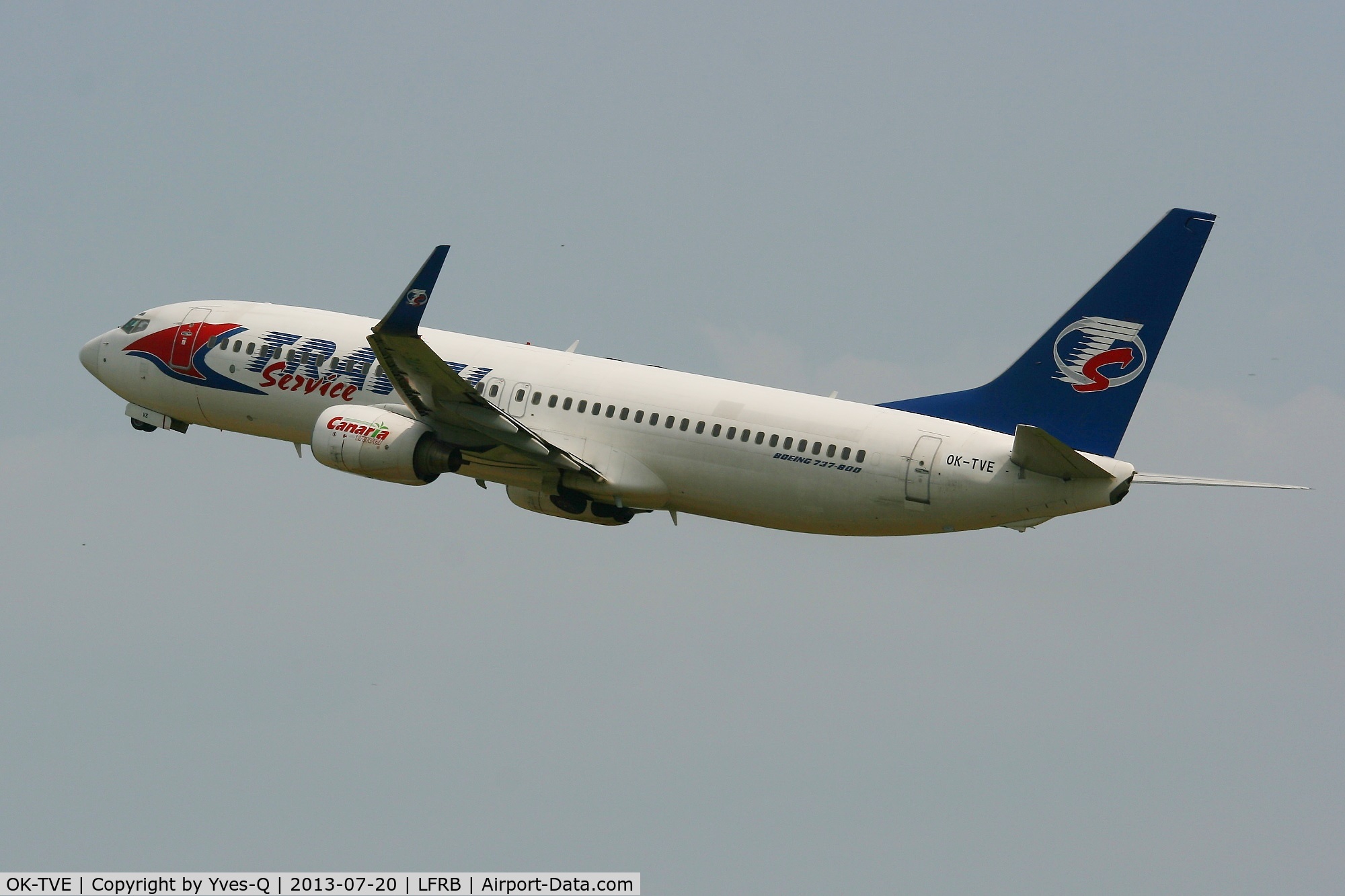 OK-TVE, 2004 Boeing 737-86Q C/N 30294, Boeing 737-86Q, Take off rwy 07R, Brest-Bretagne Airport (LFRB-BES)