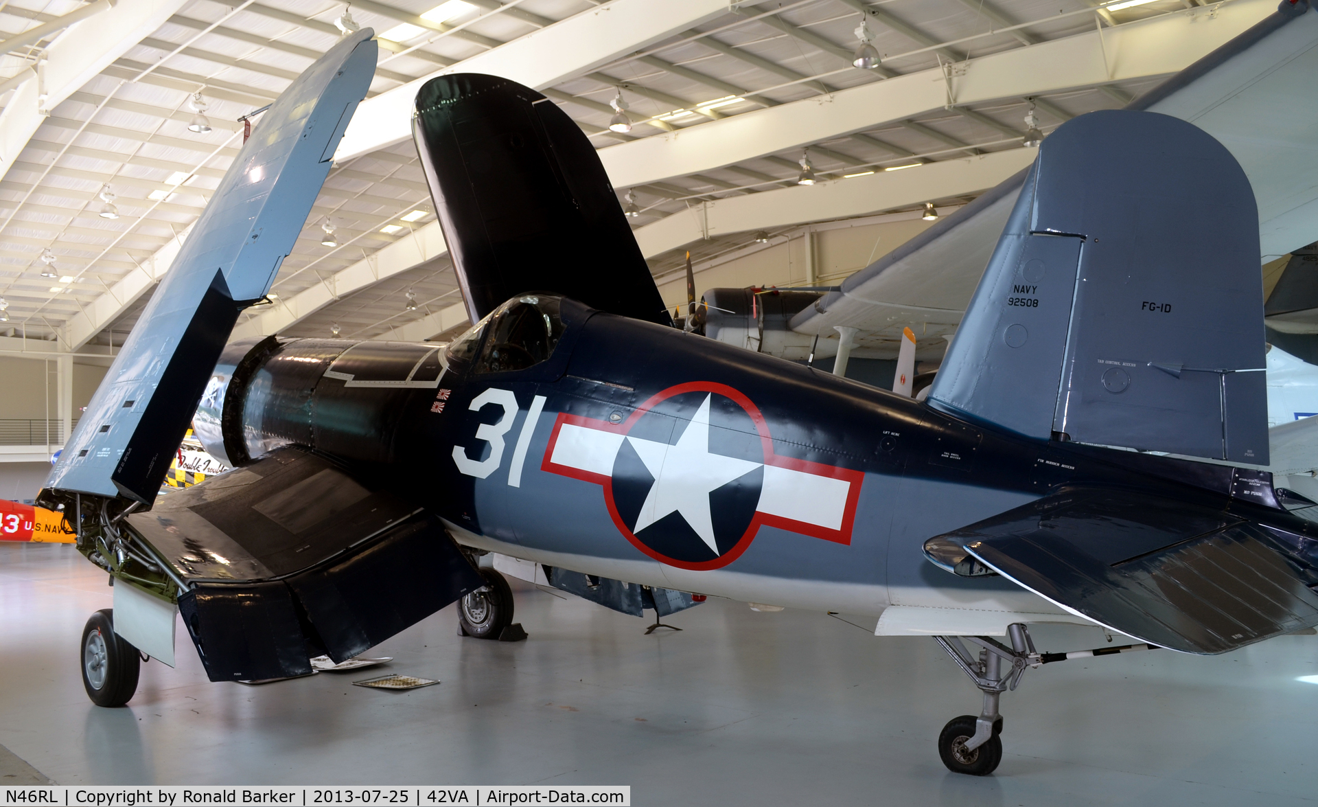 N46RL, 1945 Goodyear FG-1D Corsair C/N Not found (92508/N46RL), BU 90508, Military Aviation Museum, VA